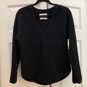 Babaton Merino Wool Black Ribbed Sweater - S (fits M too)